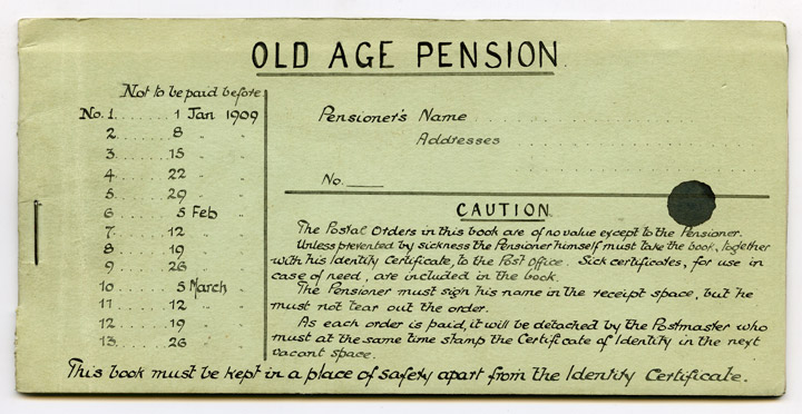Pension Book from 1909